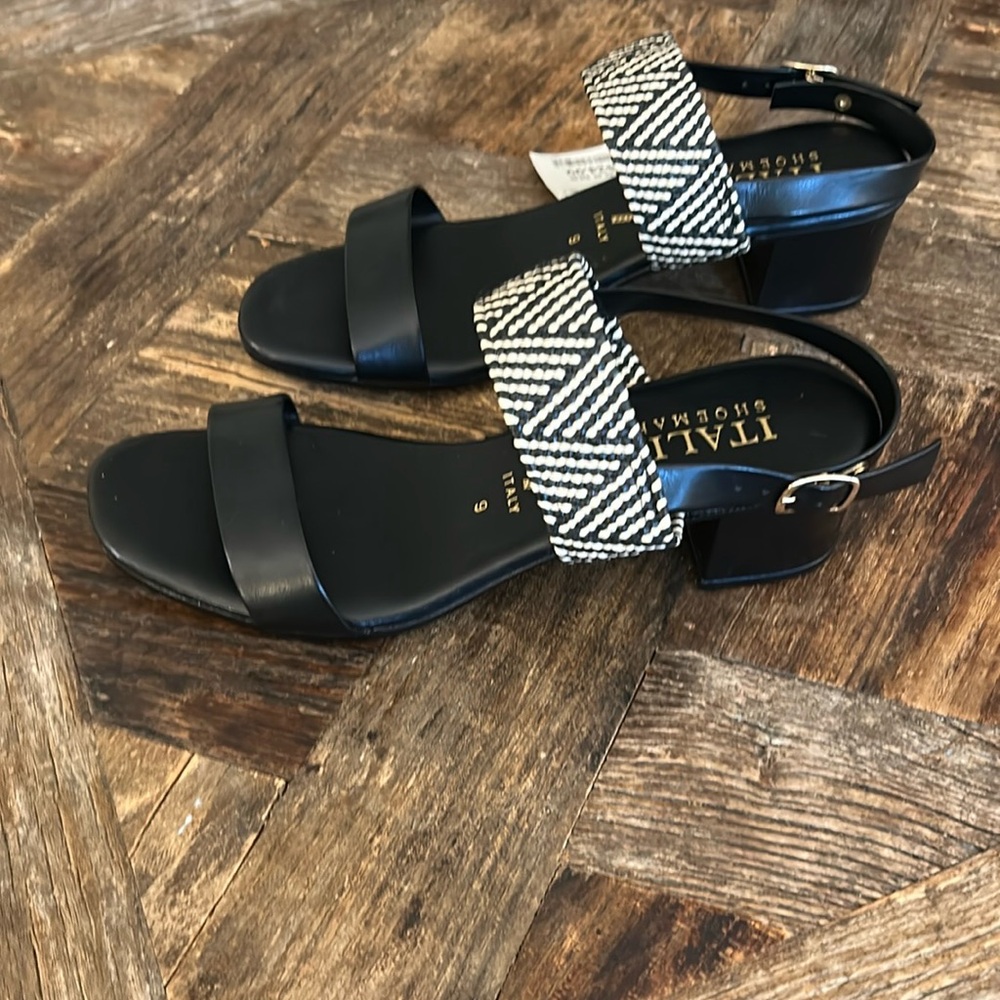 Italian Shoemakers Black & White Slingback Sandal
